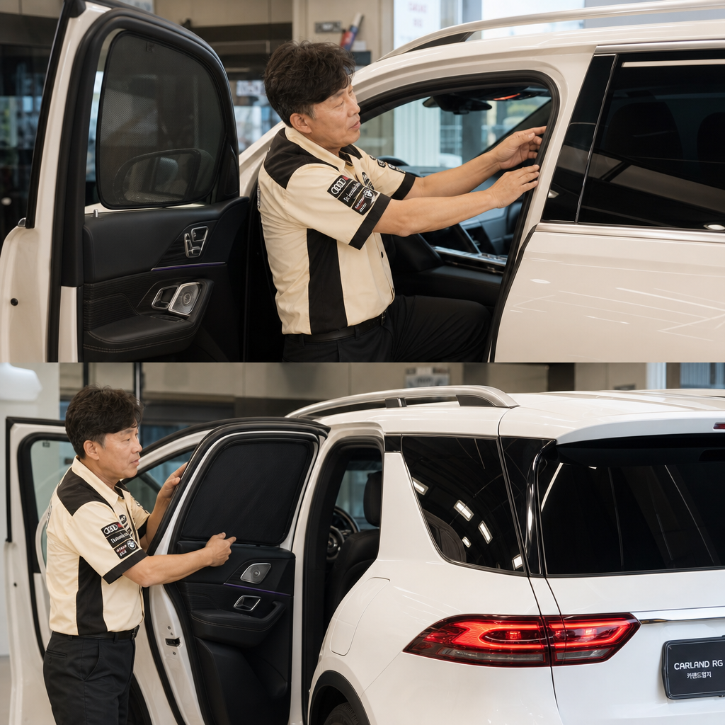 벤츠 GLE450 1열 2열 프리미엄 암막커튼 시공 자외선차단 카랜드알지