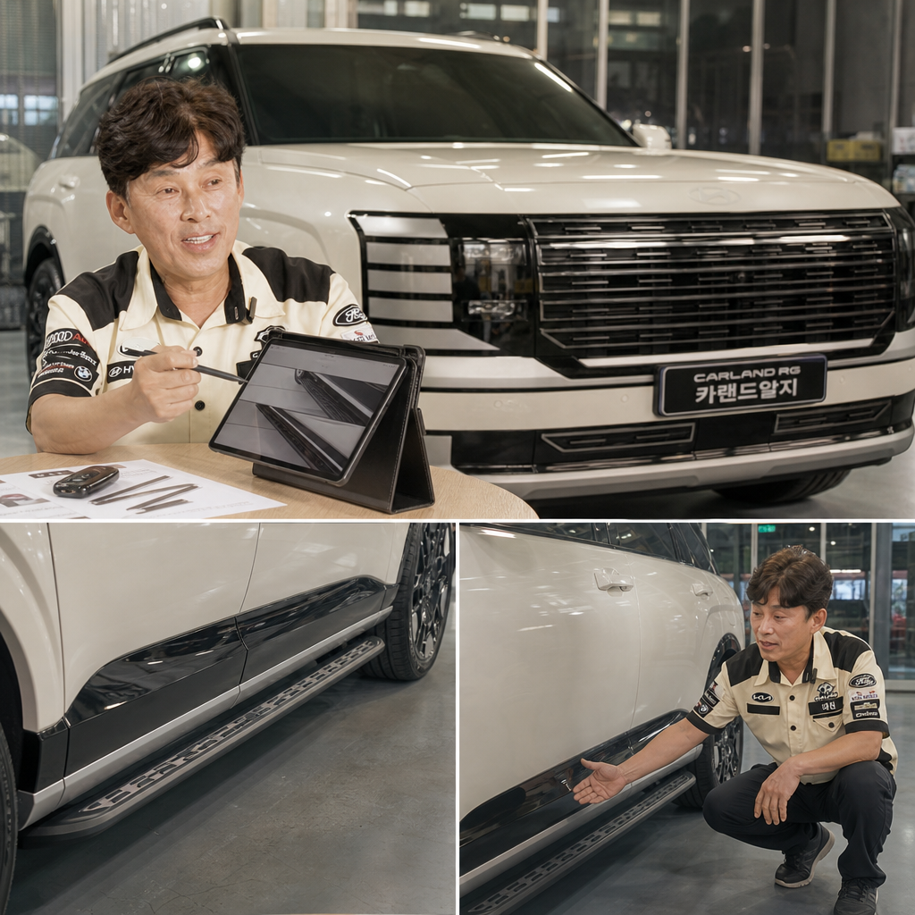 현대 팰리세이드 LX3 윙스텝 대형 SUV 신차 전동사이드스텝 시공
