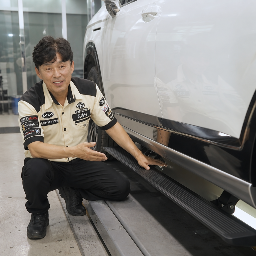청주 대형 SUV 디 올뉴 팰리세이드 메이튼 전동사이드스텝 시공