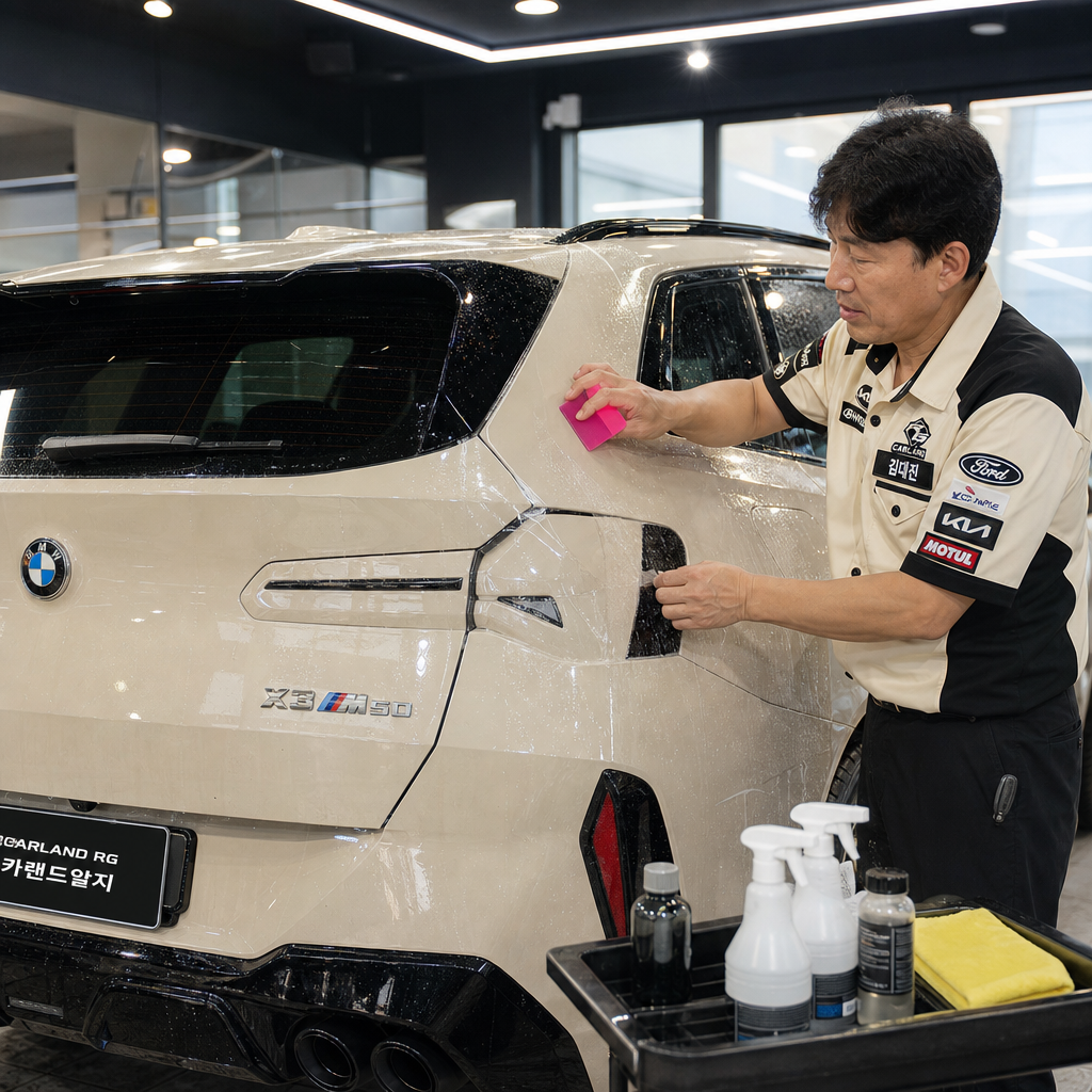 BMW X3 M50 C필러 트렁크도어 PPF 시공 청주 자동차 보호필름 전문점 카랜드알지