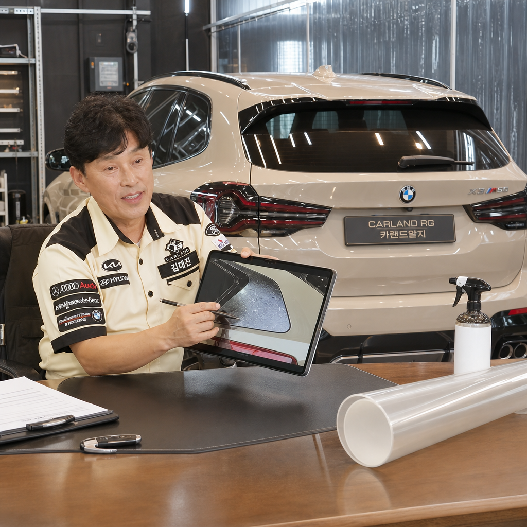 BMW X3 M50 C필러 트렁크도어 PPF 시공 청주 자동차 보호필름 전문점 카랜드알지