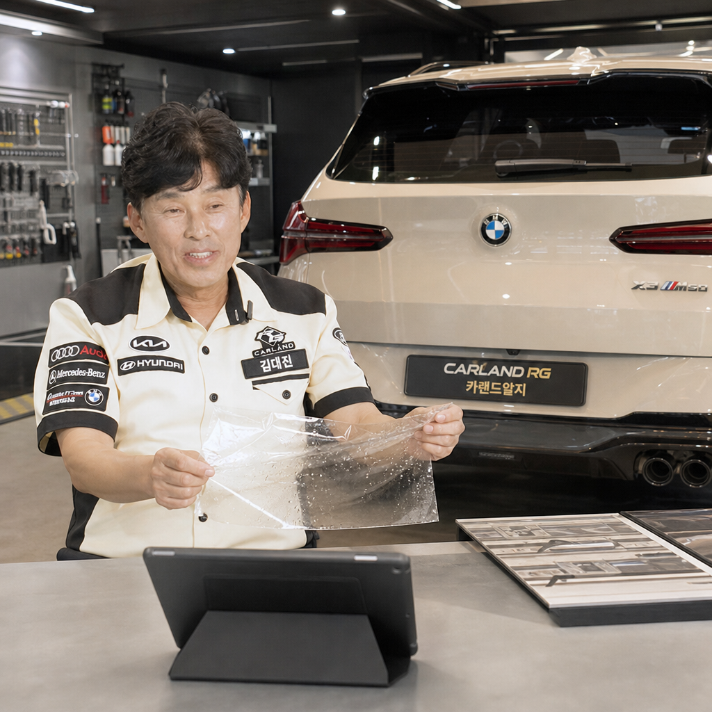 BMW X3 M50 C필러 트렁크도어 PPF 시공 청주 자동차 보호필름 전문점 카랜드알지