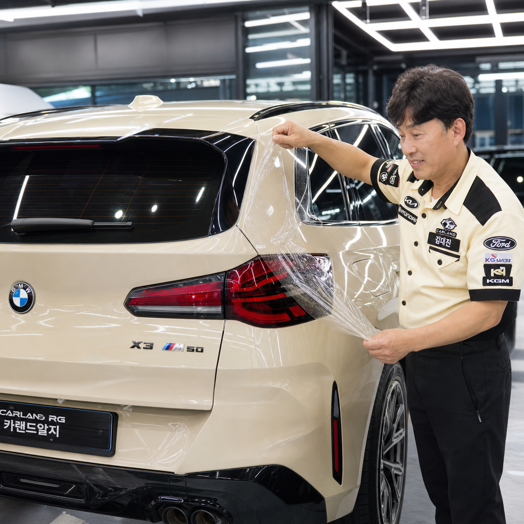 BMW X3 M50 C필러 트렁크도어 PPF 시공 청주 자동차 보호필름 전문점 카랜드알지